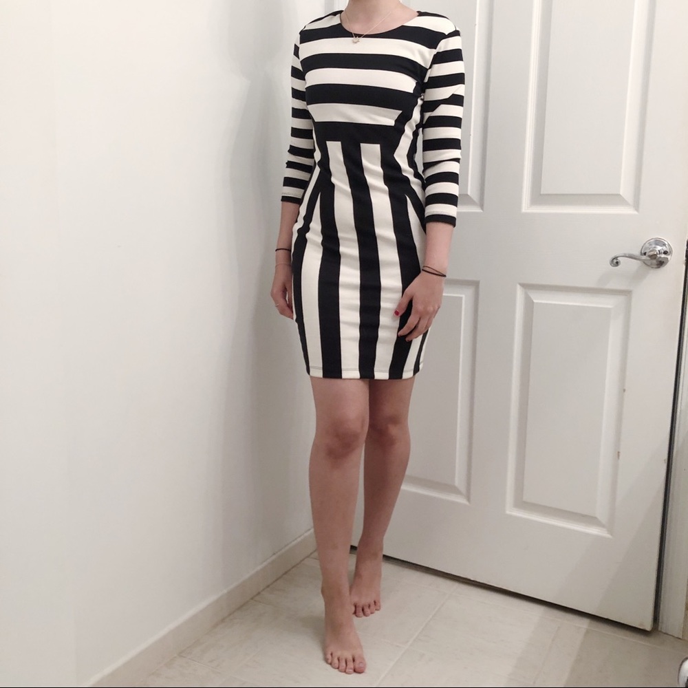 H&M black/white midi dress